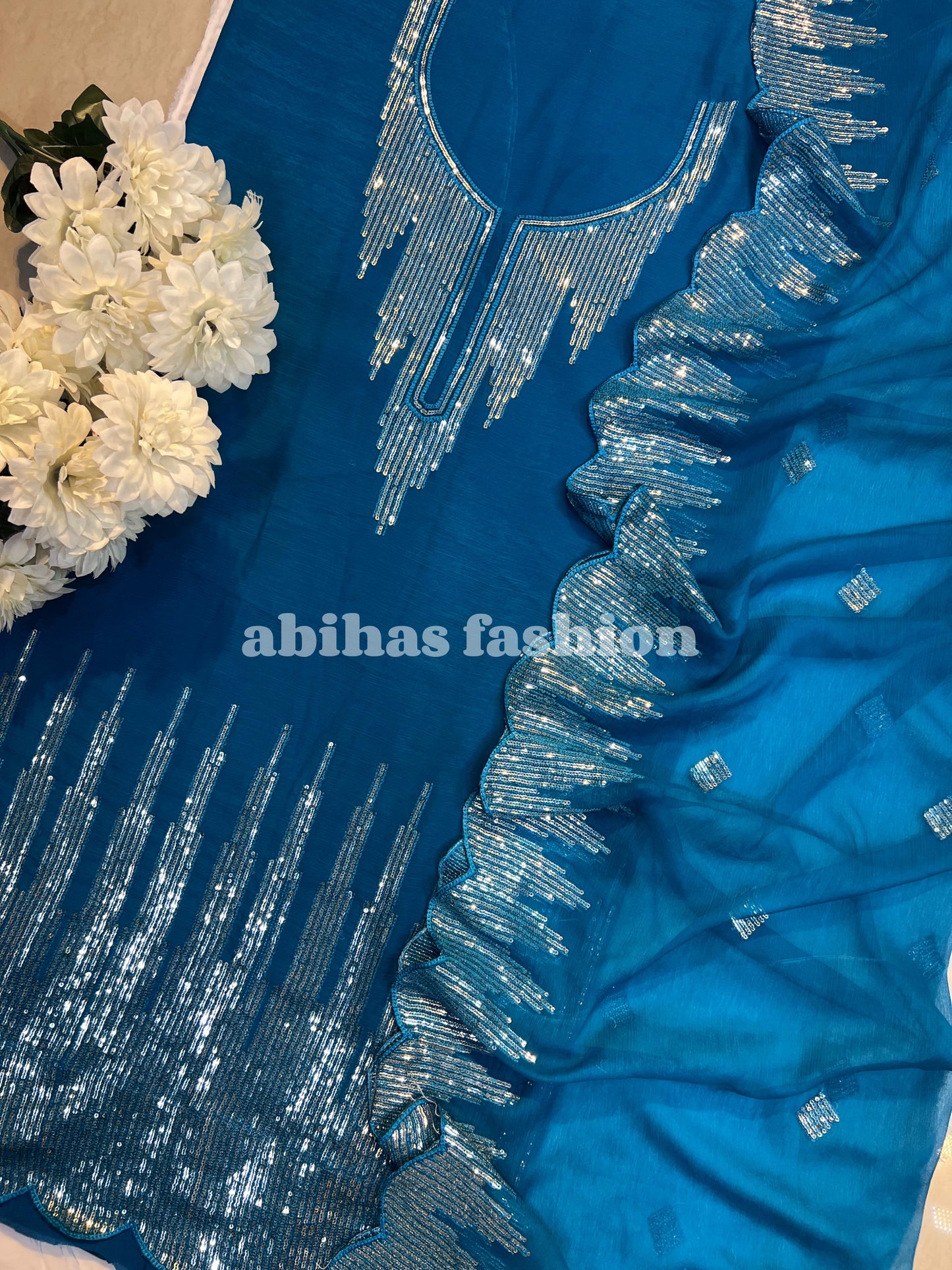 ✨ 3PC Gala & Daman Embroidery ✨ (ZINK-BLUE)
