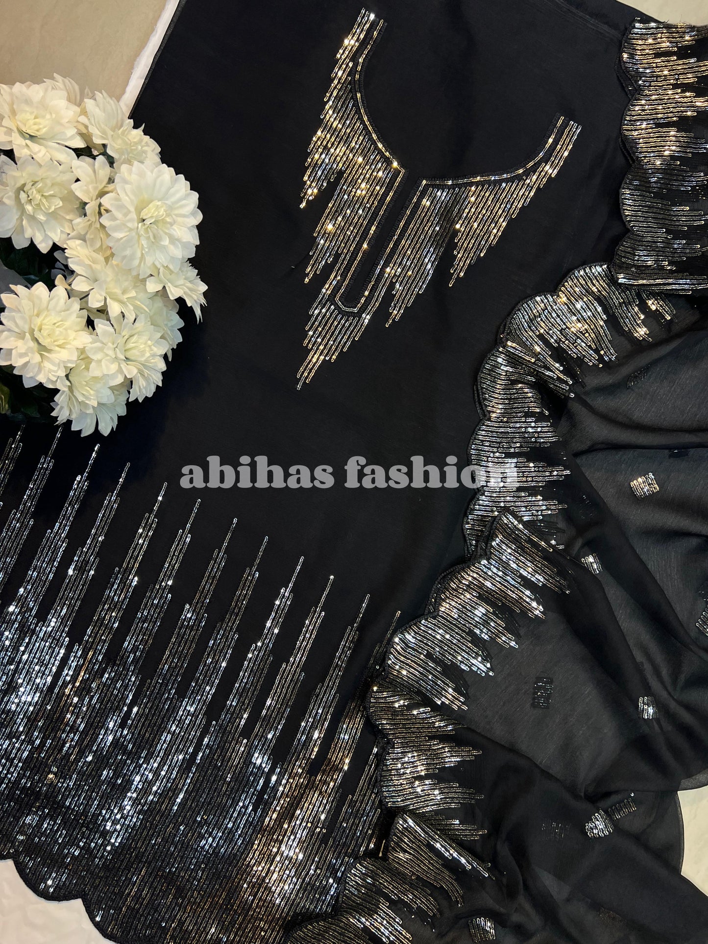 ✨ 3PC Gala & Daman Embroidery ✨ (BLACK)