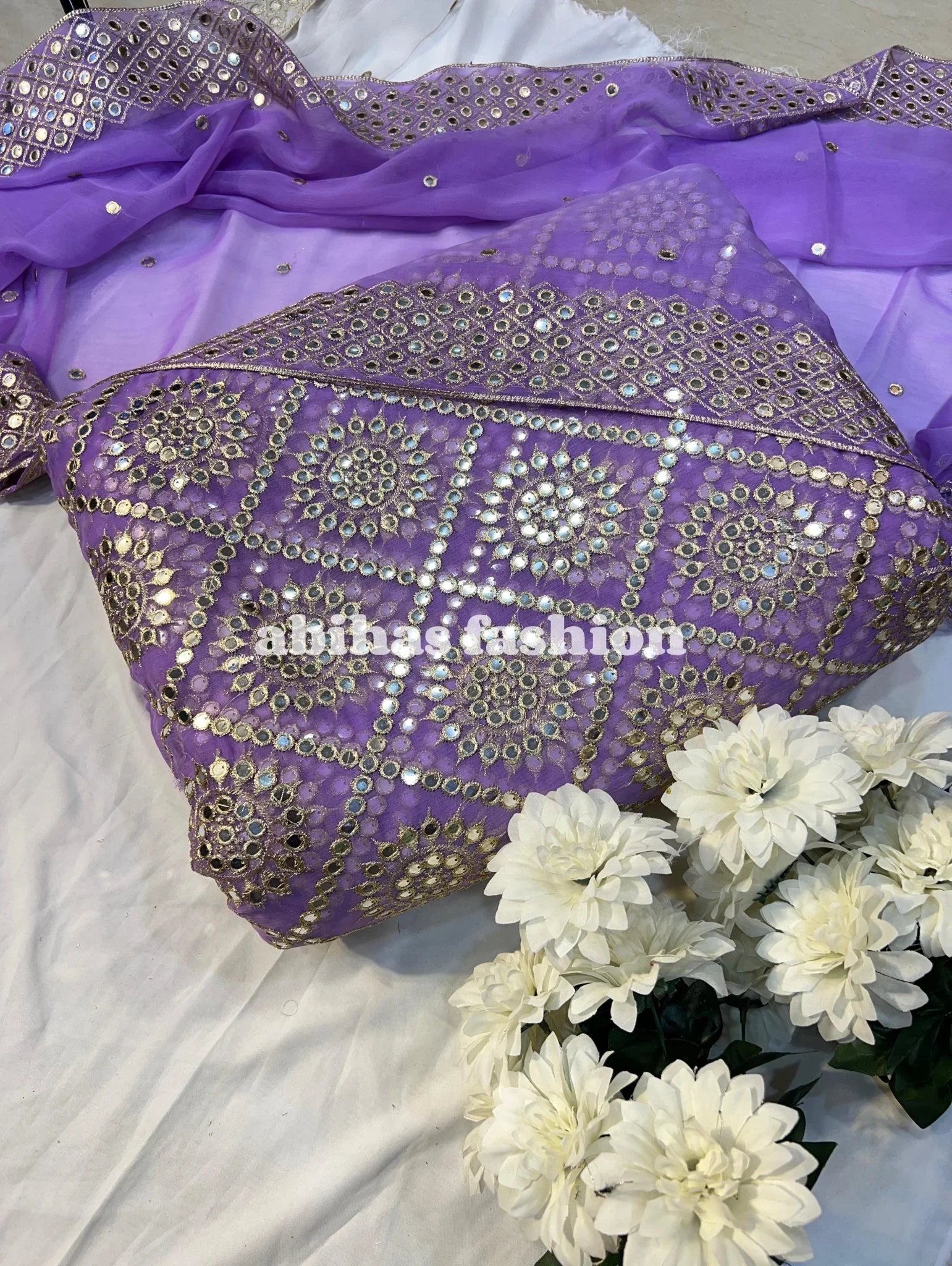✨ Luxury Soft Chiffon 3 - Piece | 9MM Sequin Work ✨ (KASNI) - Abihas Fashion