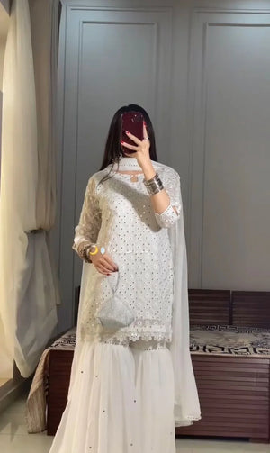 π₯ Chikan Kari Design β Soft Chiffon Luxury Collection π₯ (ZINK - BLUE) - Abihas Fashion