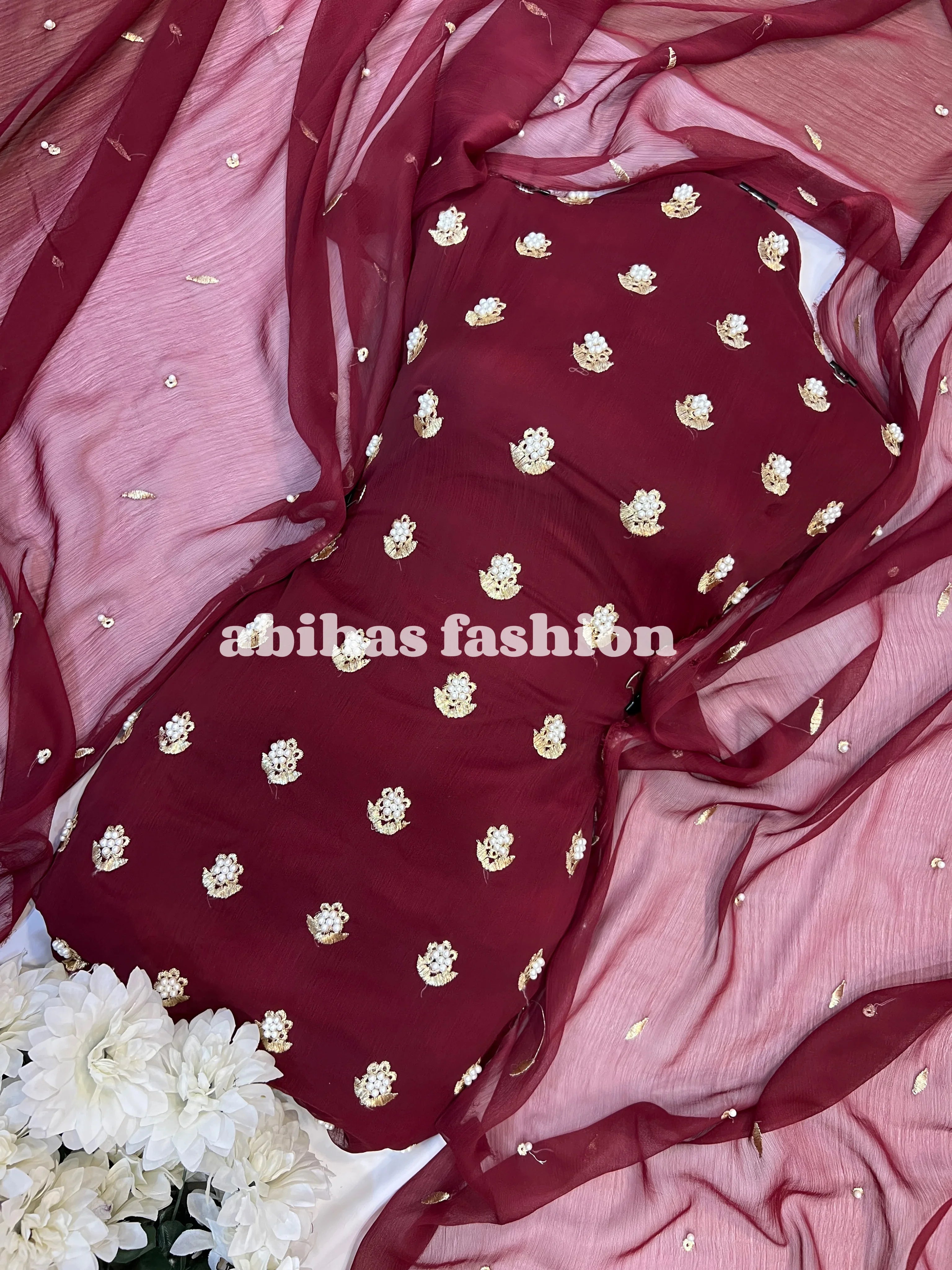 β¨ Eid Collection 2025 β Premium 3-Piece Soft Chiffon Dress β¨(MEHRON)