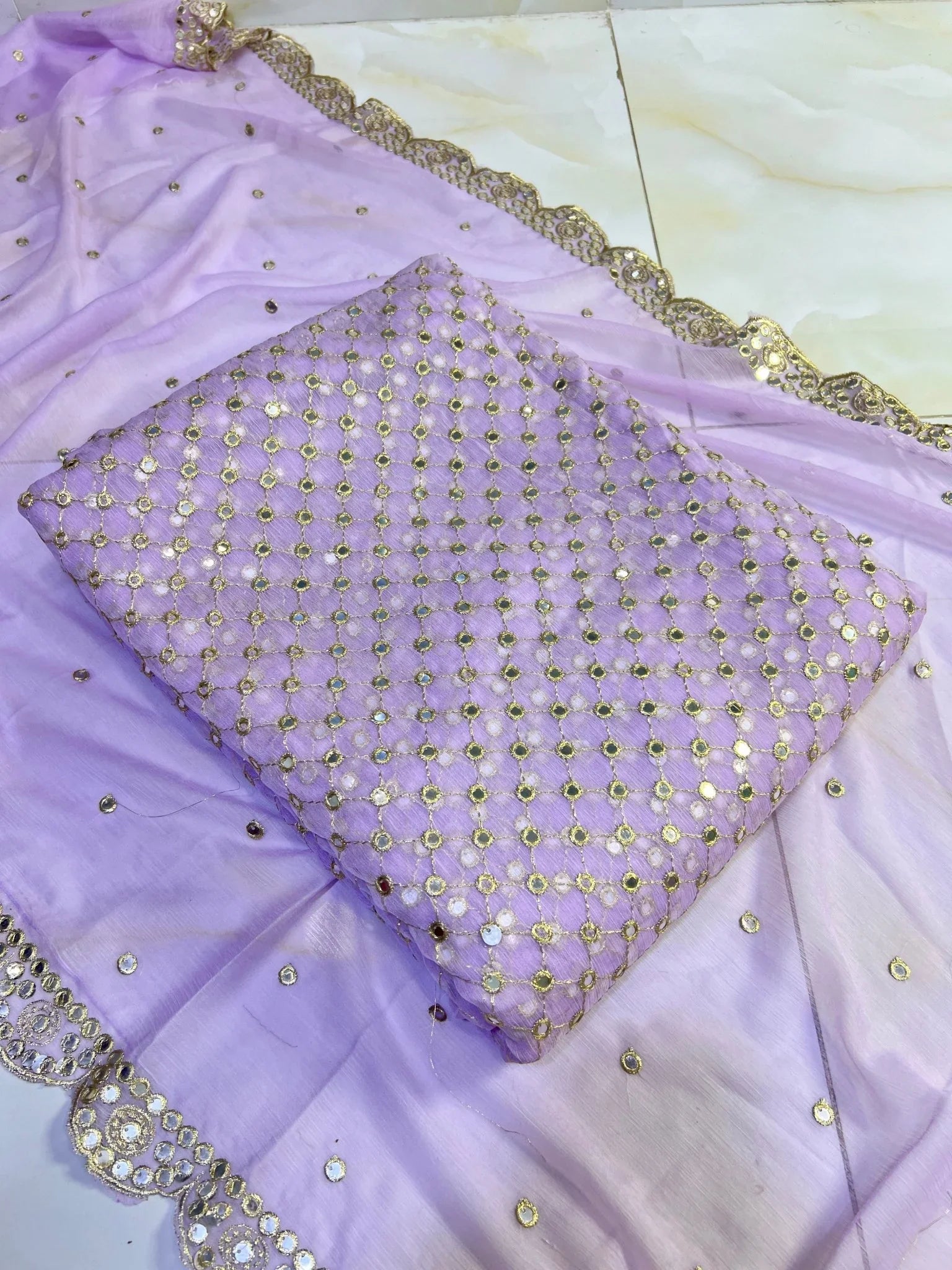 ๐ Hiba Bukhari Most Viral 9MM Chiffon 3 - Piece Dress ๐ (KASNI) - Abihas Fashion