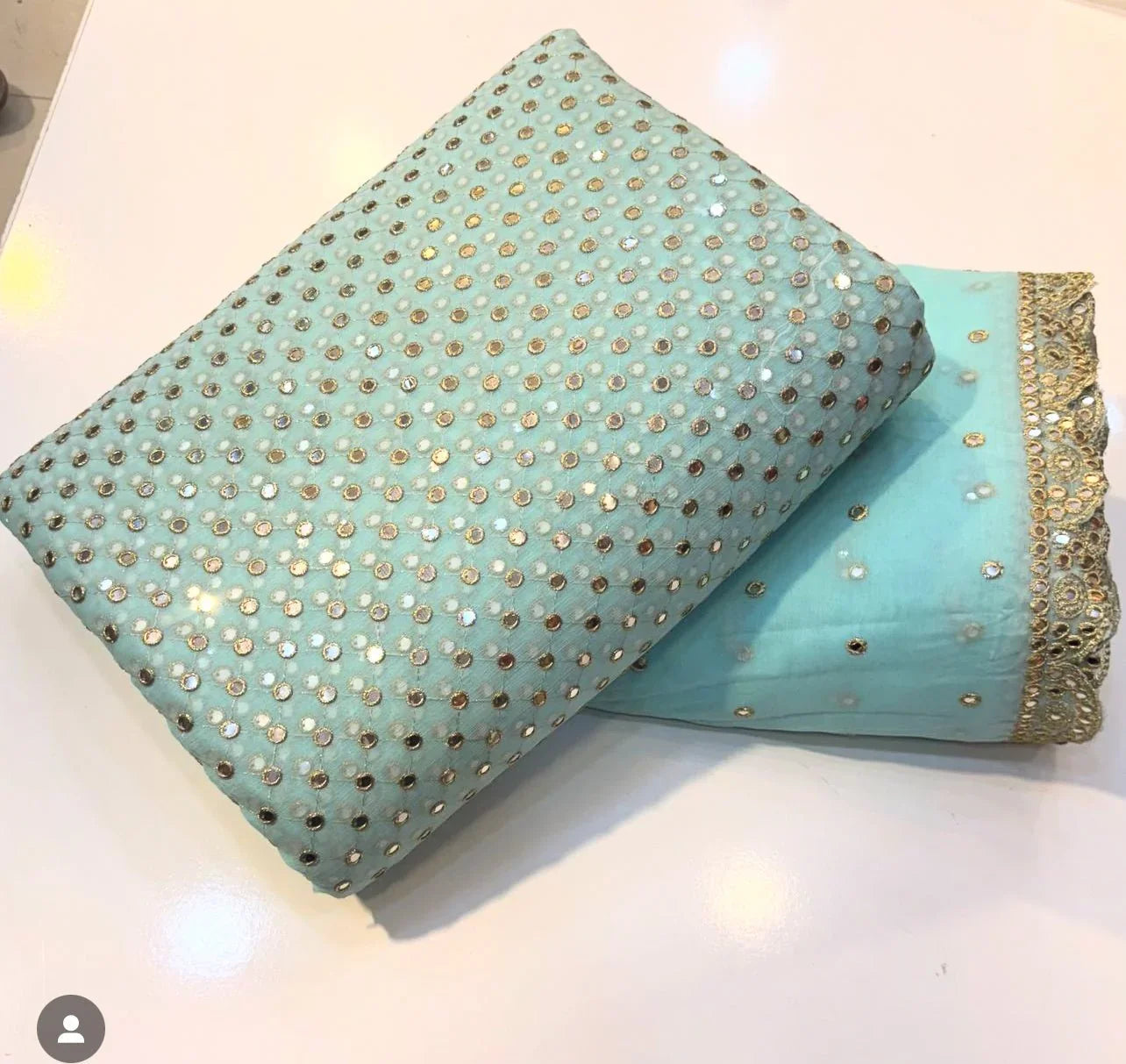 🌟 Hiba Bukhari Most Viral 9MM Chiffon 3 - Piece Dress 🌟 (ICE) - Abihas Fashion