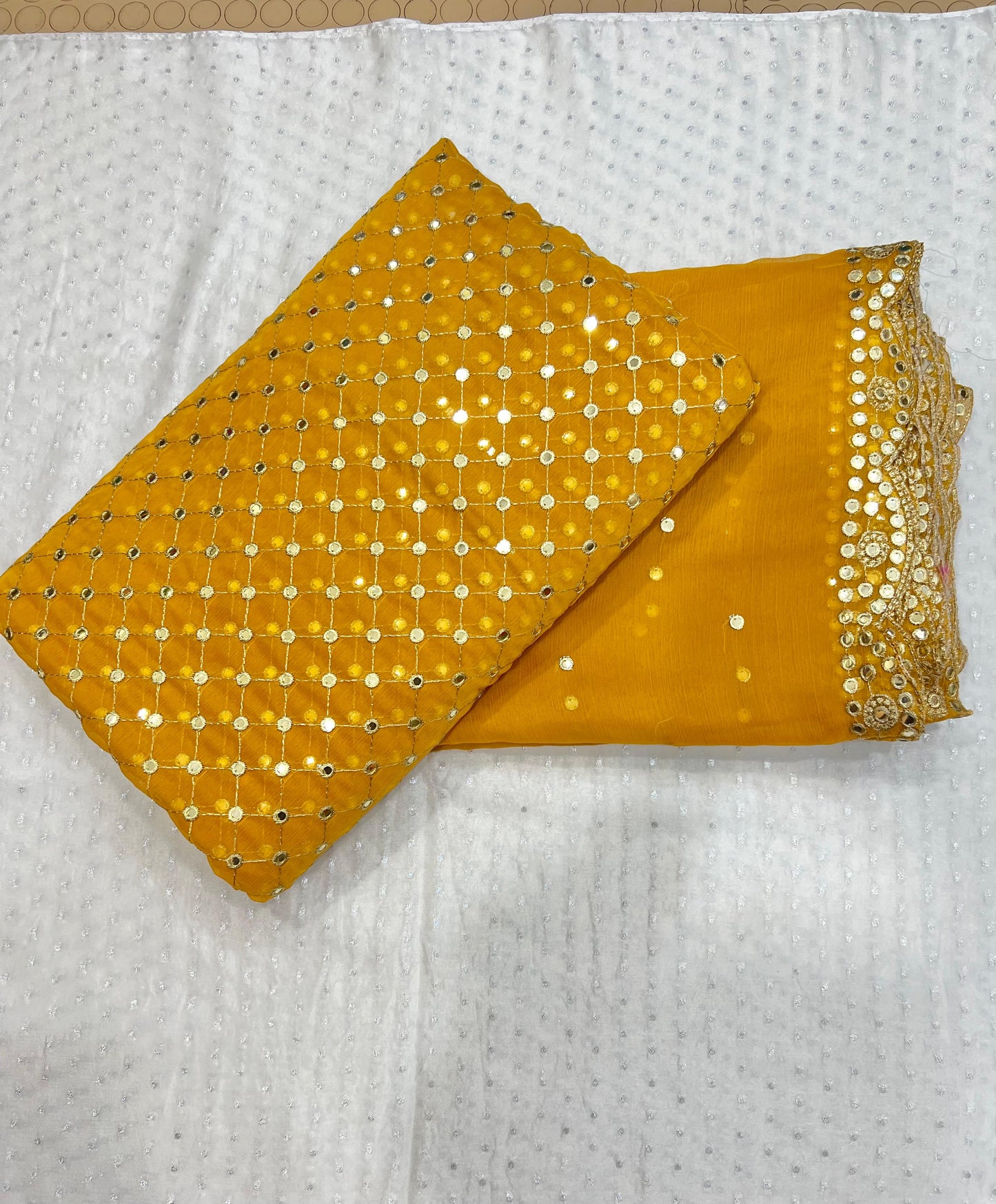 ๐ Hiba Bukhari Most Viral 9MM Chiffon 3-Piece Dress ๐ (MUSTARD)