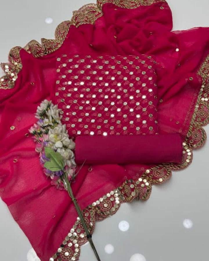 ๐ Hiba Bukhari Most Viral 9MM Chiffon 3-Piece Dress ๐ (ATSHI)
