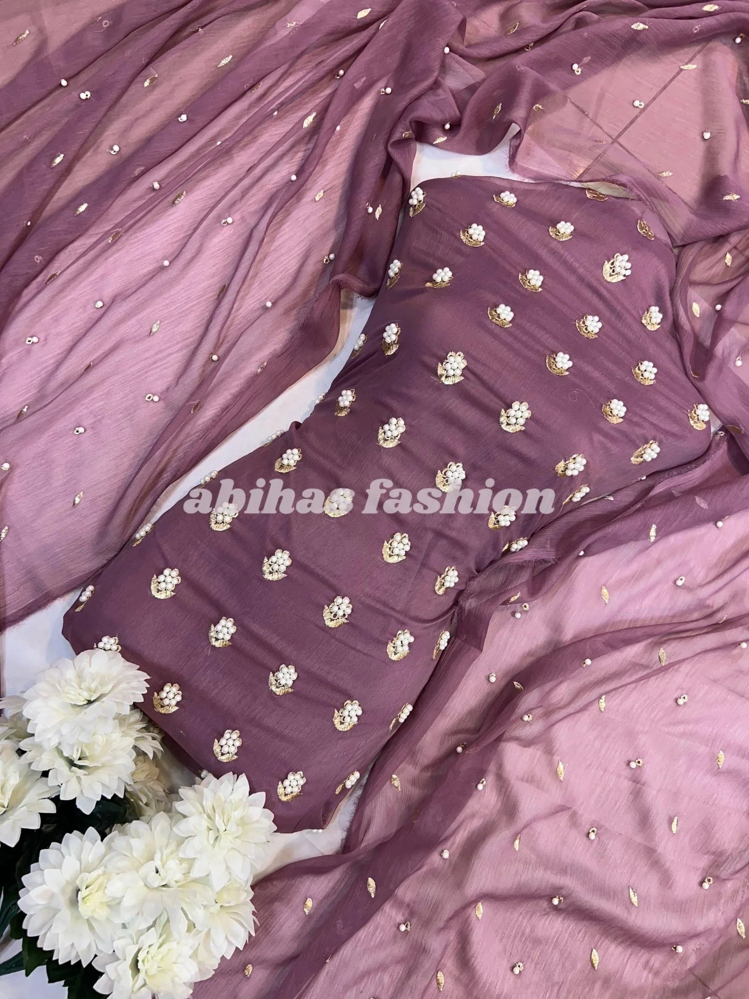 ✨ Eid Collection 2025 – Premium 3 - Piece Soft Chiffon Dress ✨(LAILEK) - Abihas Fashion