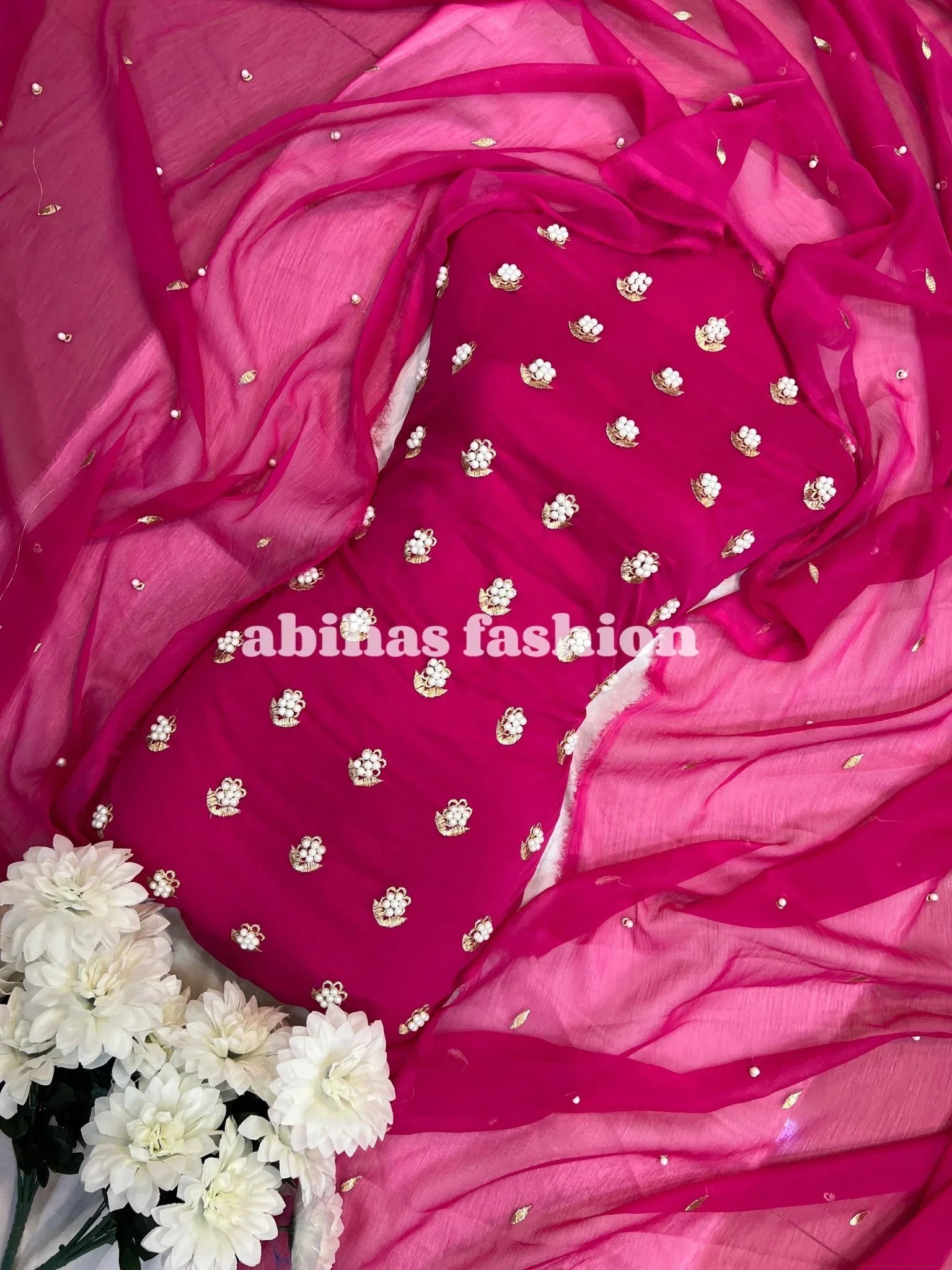 ✨ Eid Collection 2025 – Premium 3 - Piece Soft Chiffon Dress ✨(ATSHI) - Abihas Fashion