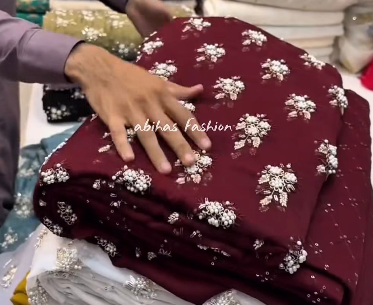 💫 Soft Chiffon Beauty – Fine Pules Embroidery | 3PC (DARK-MEHRON)