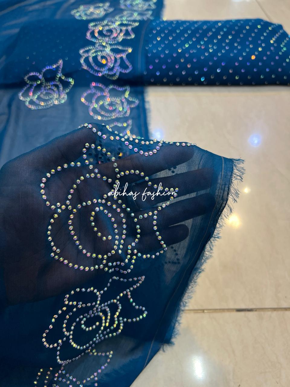 Pure Bember Chiffon 3 Piece (ZINK) - Abihas Fashion