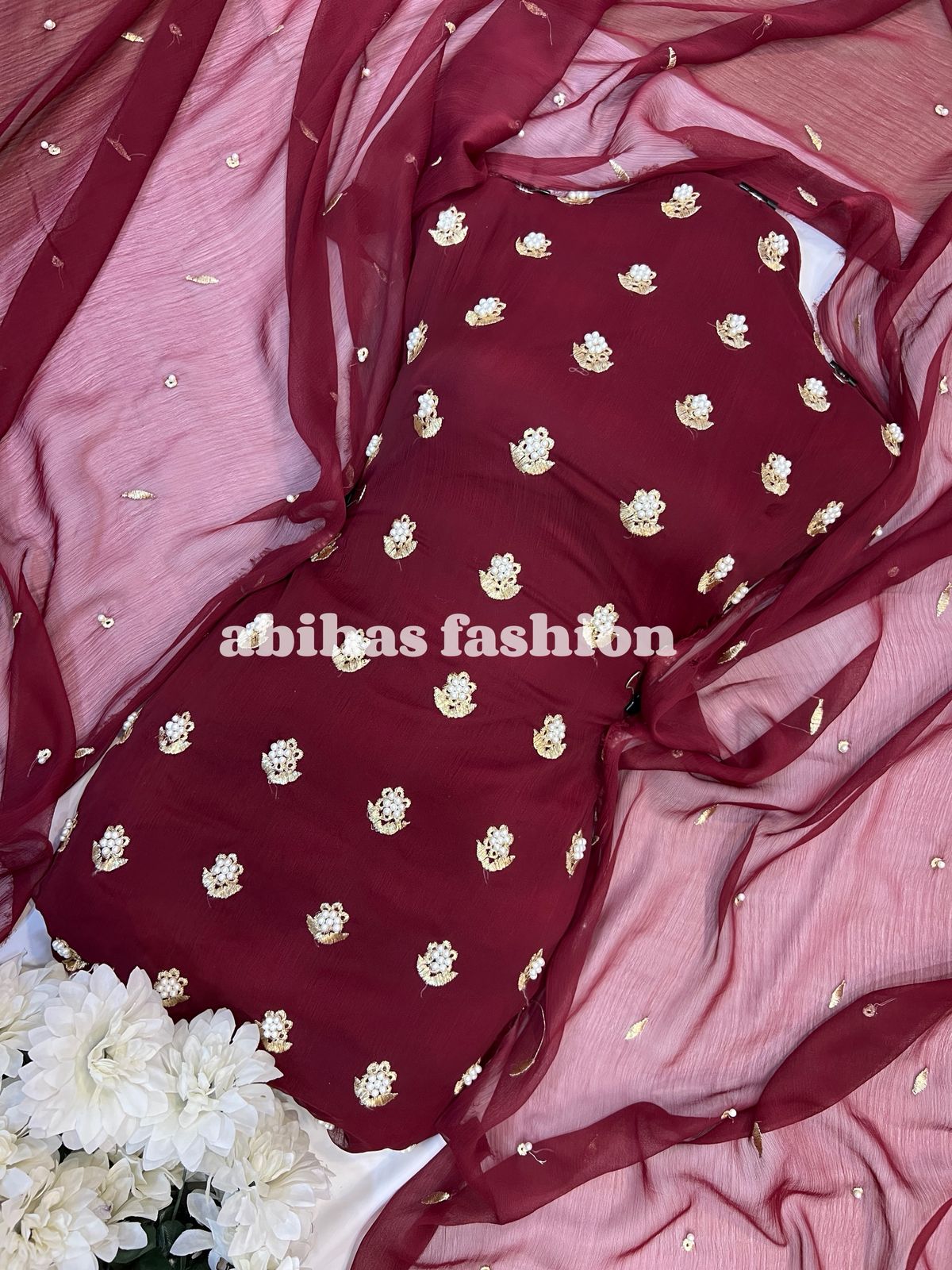 ✨ Eid Collection 2026 – Premium 3-Piece Soft Chiffon Dress ✨(MEHRON)