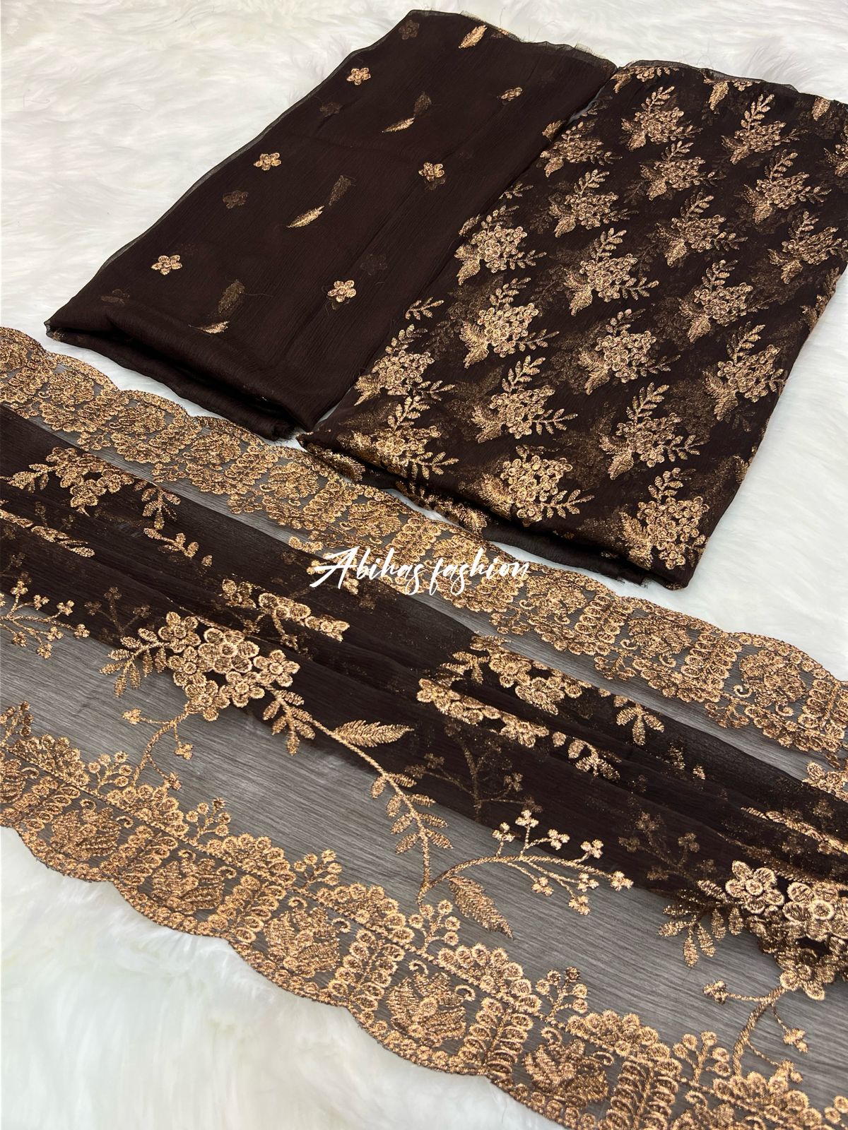 (BROWN) 🔥 *SOFT CHIFFON BIG SALE – LUXURY PARTY WEAR 3PC COLLECTION* 🔥