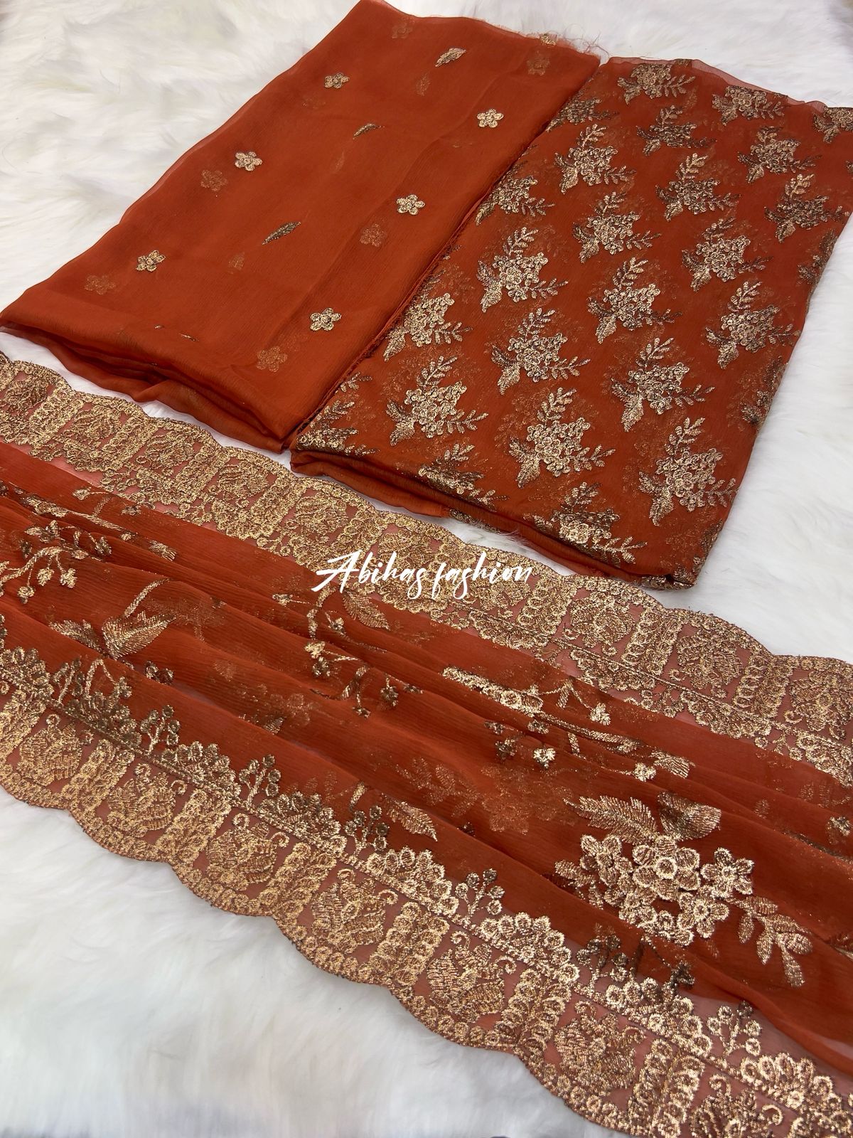 (RUST) 🔥 *SOFT CHIFFON BIG SALE – LUXURY PARTY WEAR 3PC COLLECTION* 🔥