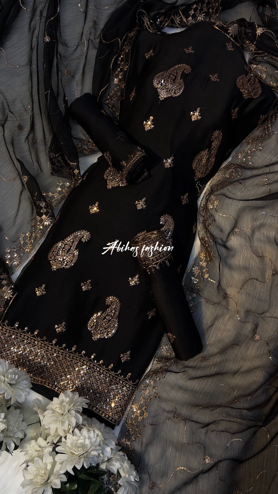 (JUTT-BLACK) FREE DELIVERY 2026 First Gala Daman Mega Sale - Abihas Fashion