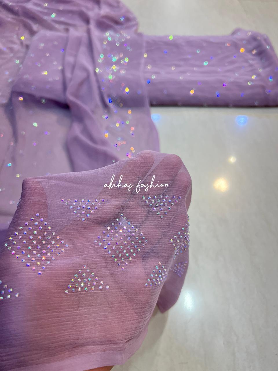 New Turkish Stone – 3 Piece Pure Chiffon Suit (LAILEK) - Abihas Fashion