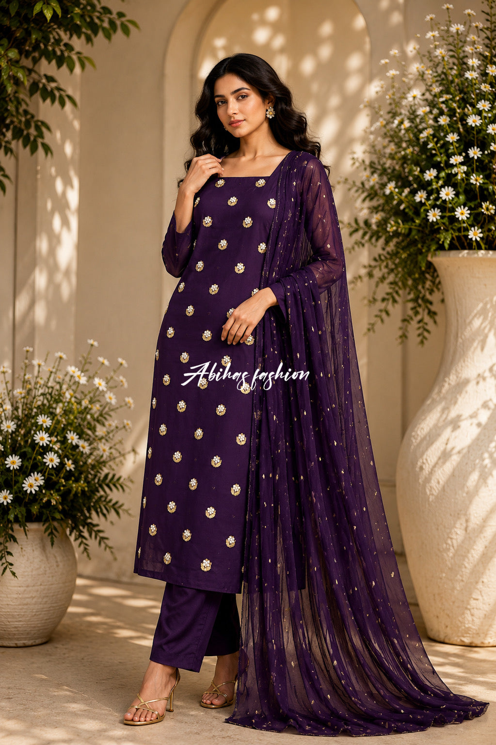 ✨ Eid Collection 2026 – Premium 3-Piece Soft Chiffon Dress ✨(JAMNI)