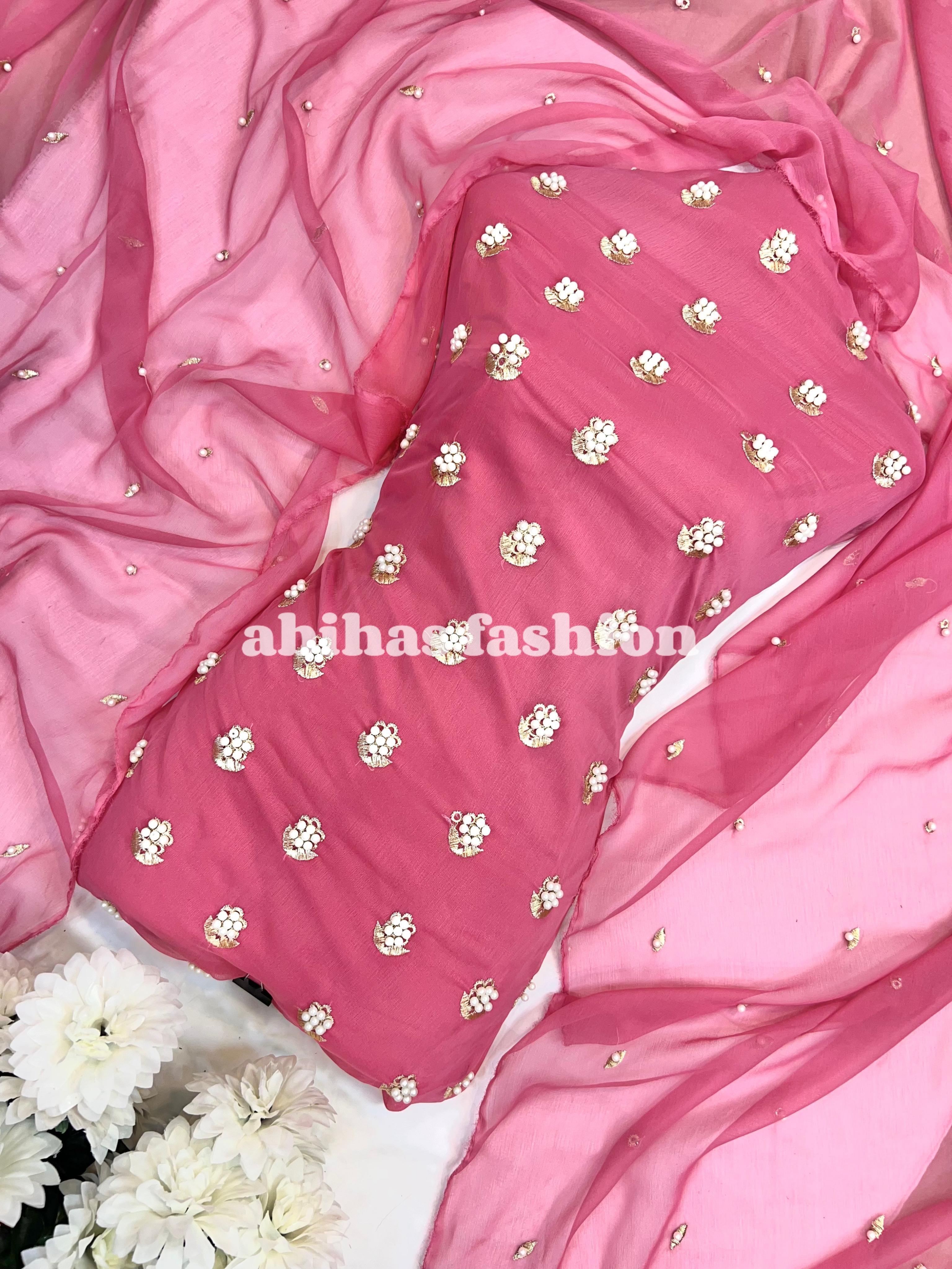 ✨ Eid Collection 2026 – Premium 3-Piece Soft Chiffon Dress ✨(T-PINK)