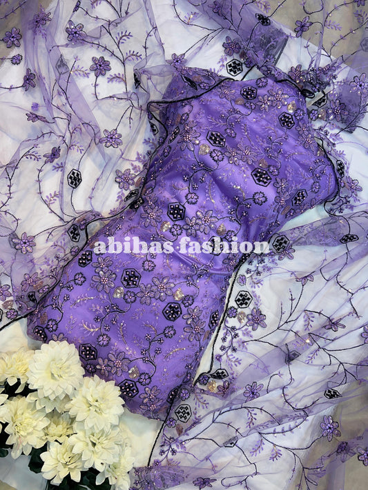 💎 4PC Breeza Net Dress with Elegant Pules Work 💎(KASNI)