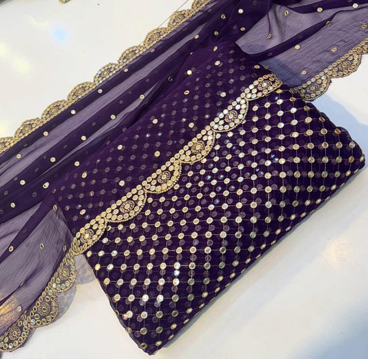🌟 Hiba Bukhari Most Viral 9MM Chiffon 3-Piece Dress 🌟 (JAMNI)