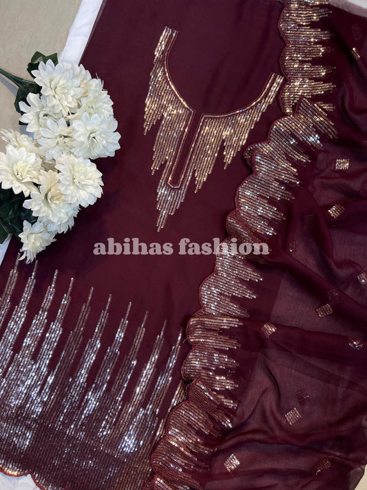 ✨ 3PC Gala & Daman Embroidery ✨ (MEHRON)