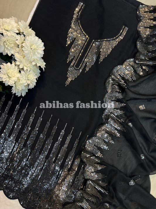 ✨ 3PC Gala & Daman Embroidery ✨ (BLACK)