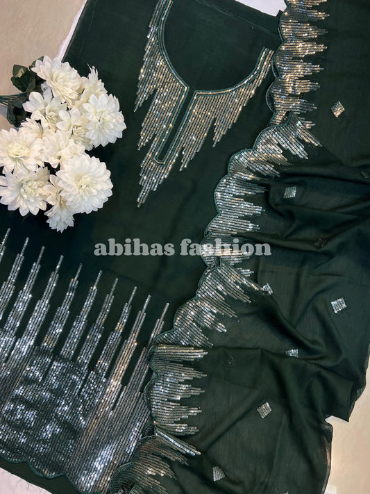 ✨ 3PC Gala & Daman Embroidery ✨ (KAI-GREEN)