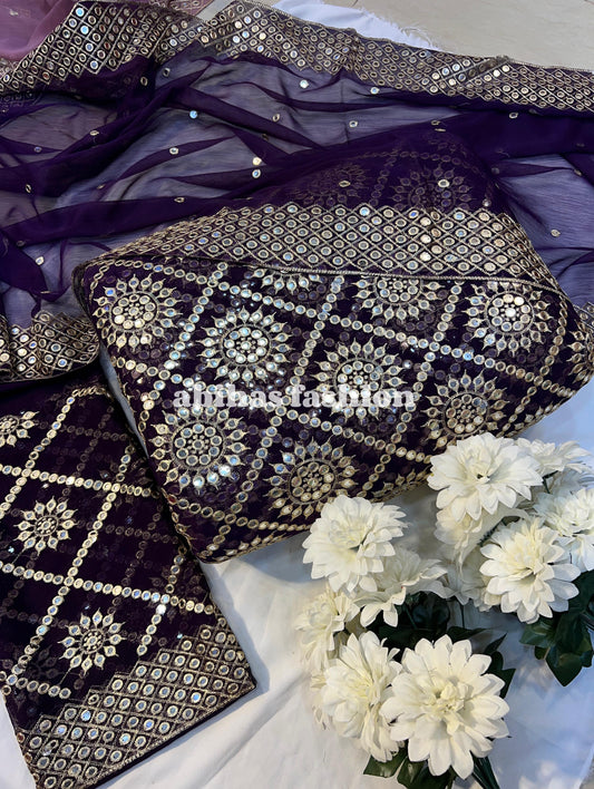 ✨ Luxury Soft Chiffon 3-Piece | 9MM Sequin Work ✨ (JAMNI)