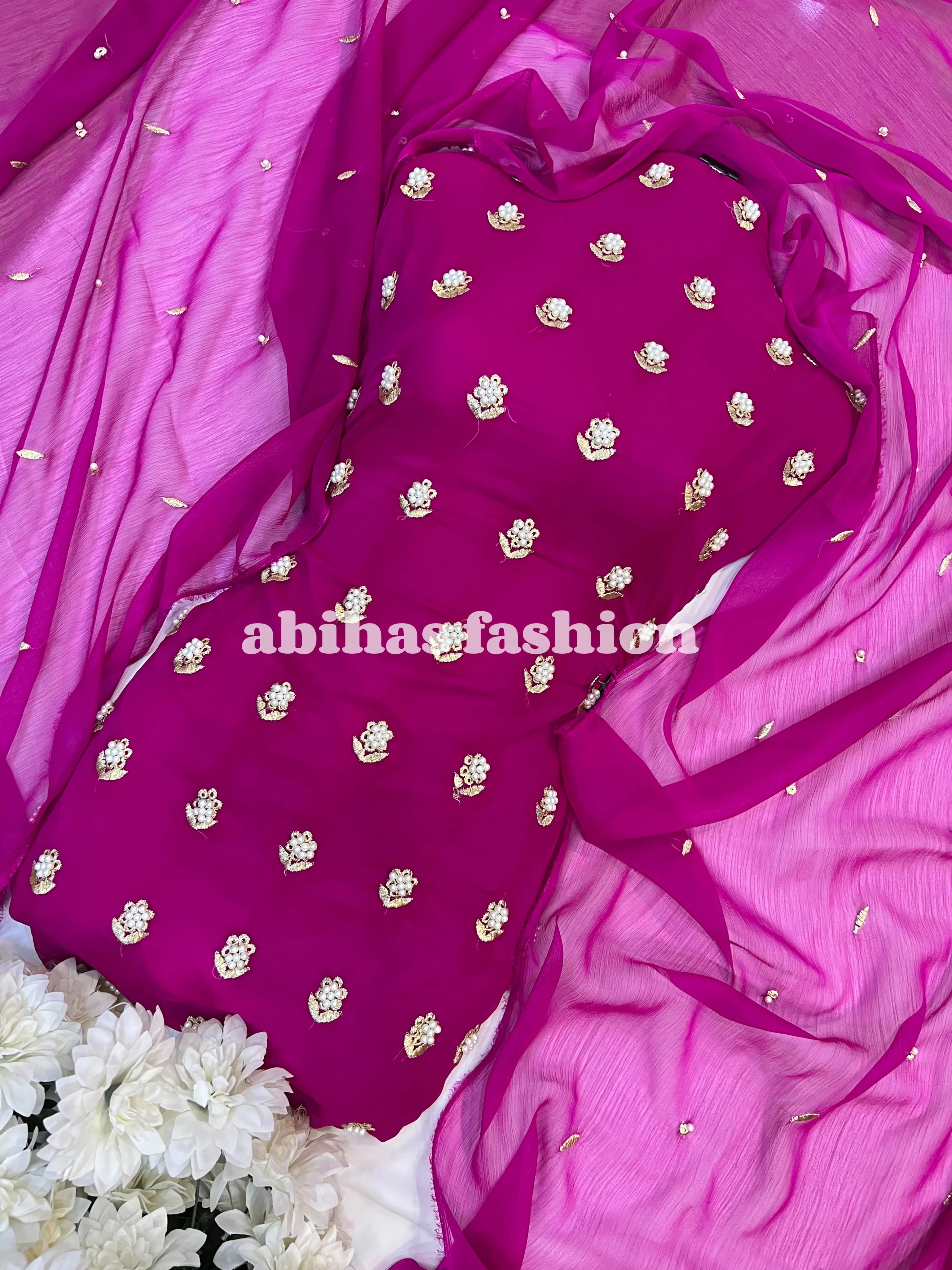 ✨ Eid Collection 2025 – Premium 3-Piece Soft Chiffon Dress ✨(MARGENDA)