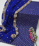 🌟 Hiba Bukhari Most Viral 9MM Chiffon 3 - Piece Dress 🌟 (ROYAL BLUE) - Abihas Fashion