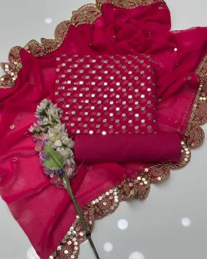 🌟 Hiba Bukhari Most Viral 9MM Chiffon 3 - Piece Dress 🌟 (ATSHI) - Abihas Fashion