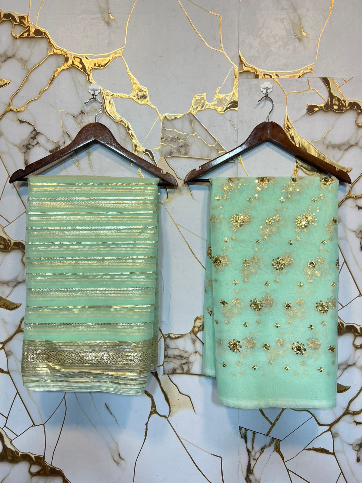 🔥 BIGGEST SALE ALERT! 🔥 💃 Organza 3 - Piece Dress – LIMITED TIME OFFER! 💃 (ICE GREEN) - Abihas Fashion