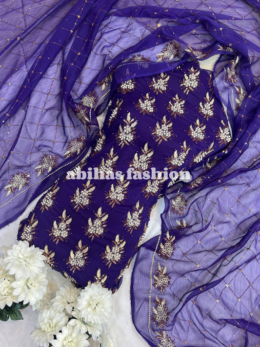 💫 Soft Chiffon Beauty – Fine Pules Embroidery | 3PC (JAMNI)