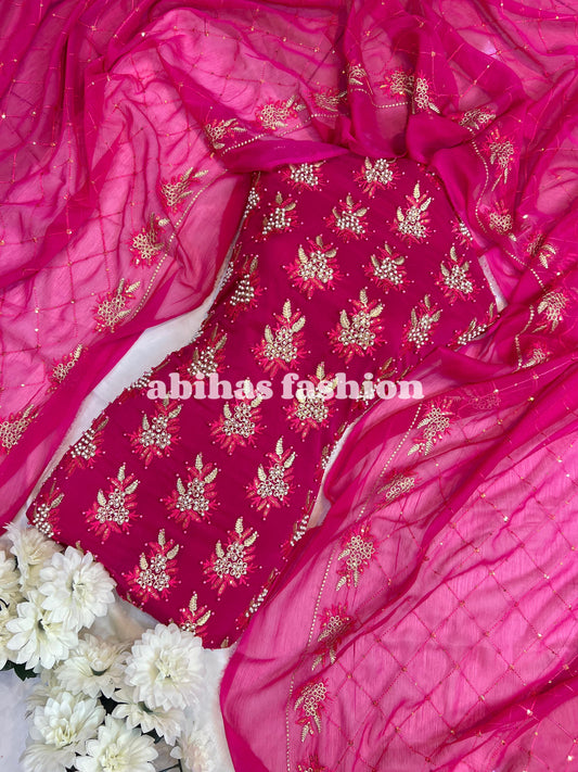 💫 Soft Chiffon Beauty – Fine Pules Embroidery | 3PC (ATSHI)