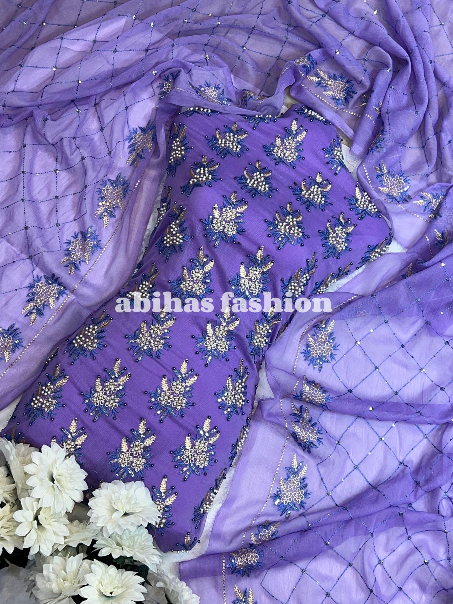 💫 Soft Chiffon Beauty – Fine Pules Embroidery | 3PC (KASNI)