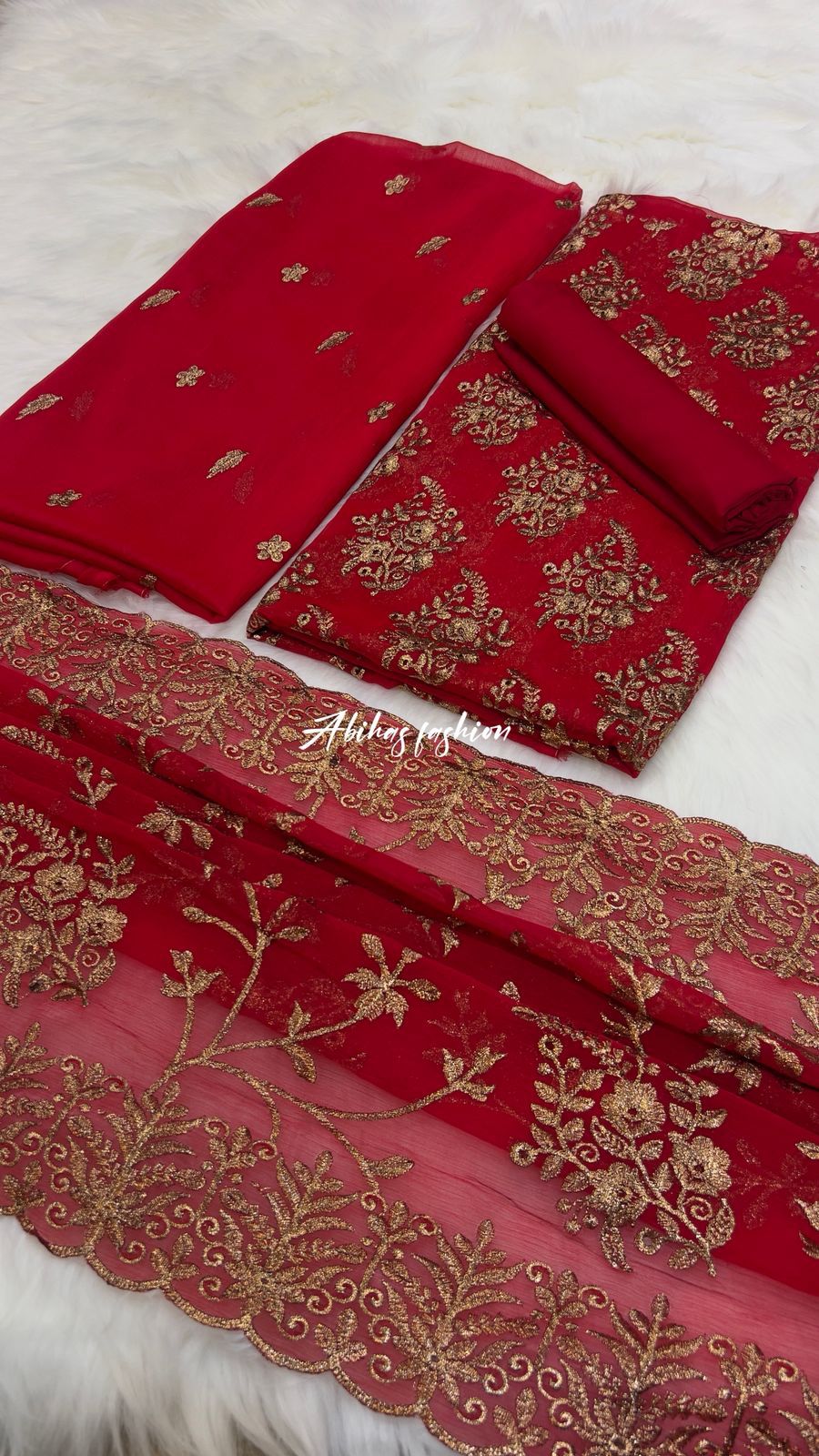 (RED) 🔥 *SOFT CHIFFON BIG SALE – LUXURY PARTY WEAR 3PC COLLECTION* 🔥