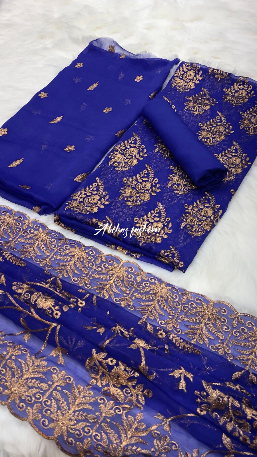 (ROYAL-BLUE) 🔥 *SOFT CHIFFON BIG SALE – LUXURY PARTY WEAR 3PC COLLECTION* 🔥