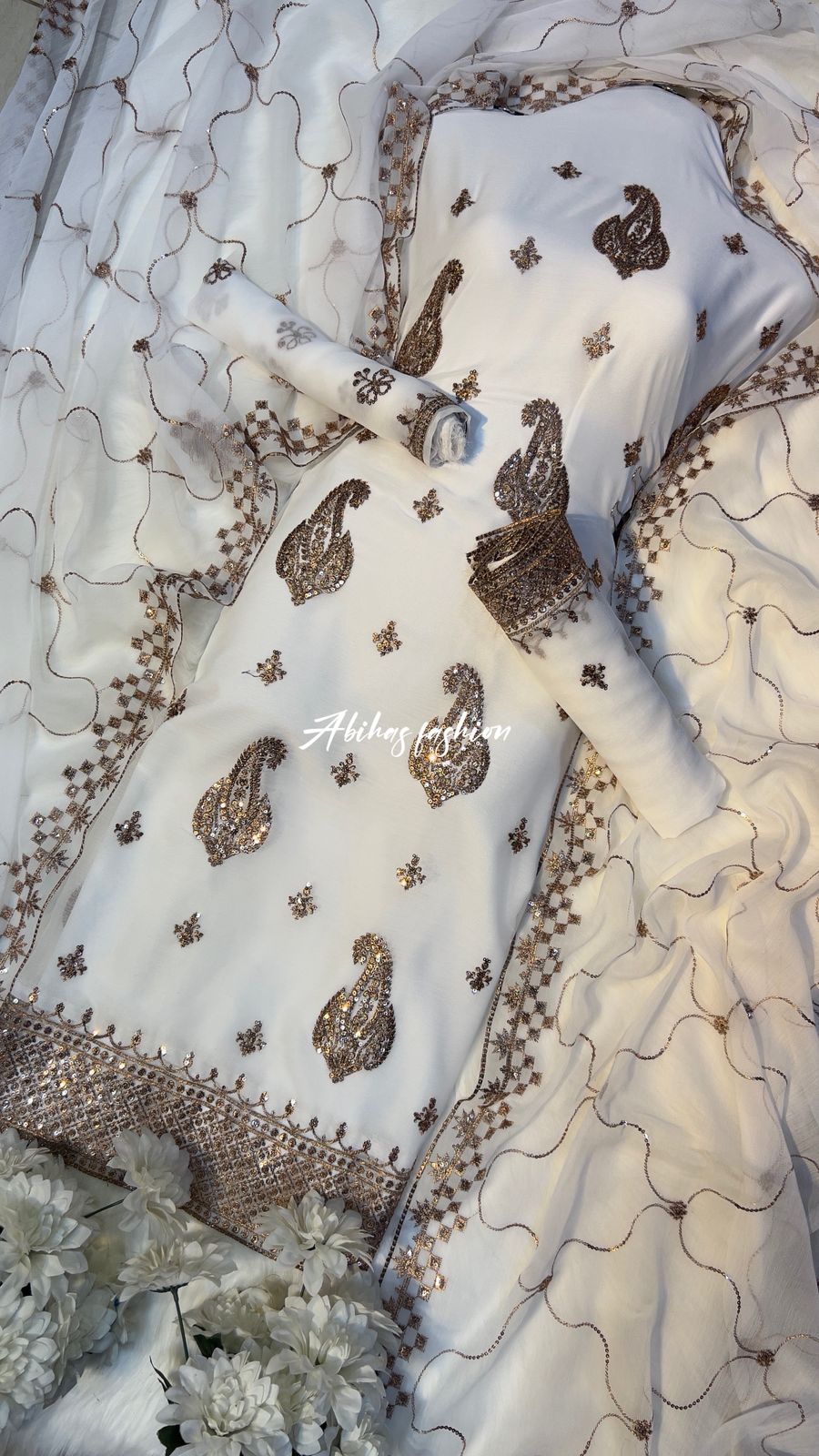 (pure-white) FREE DELIVERY 2026 First Gala Daman Mega Sale - Abihas Fashion