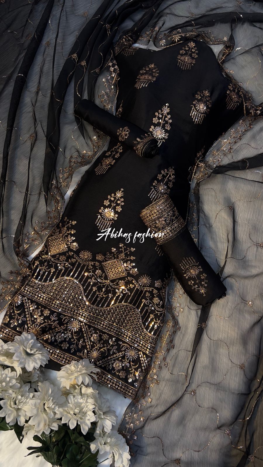 (JUTT-BLACK) FREE DELIVERY 2026 First Gala Daman Mega Sale - Abihas Fashion