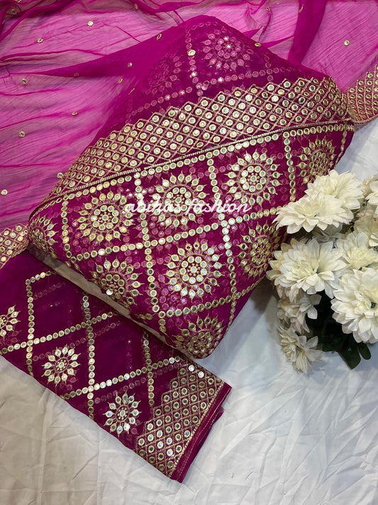 ✨ Luxury Soft Chiffon 3-Piece | 9MM Sequin Work ✨ (MARGENDA