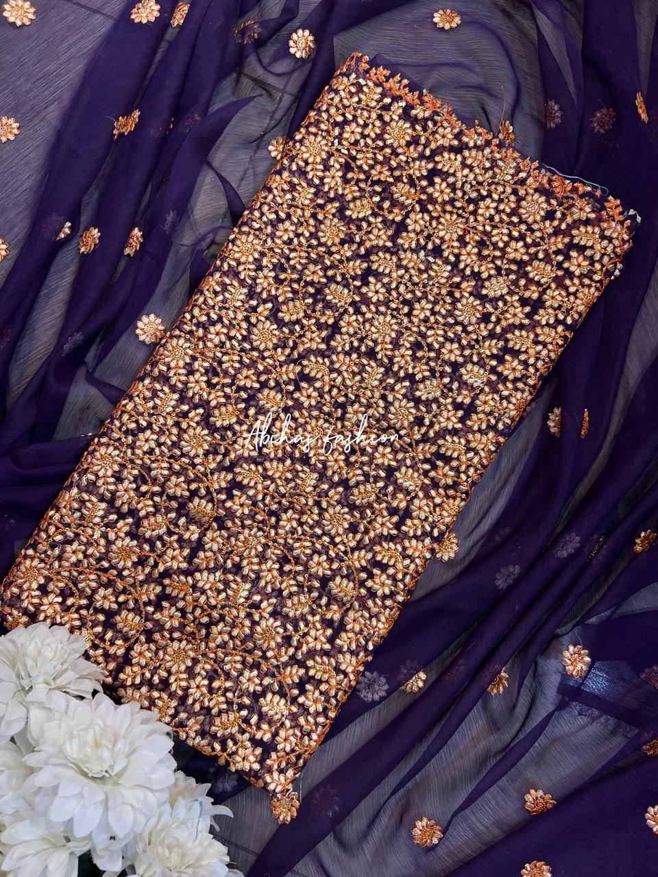 ✨ 3 PC Gota Style Soft Chiffon Suit ✨(JAMNI)