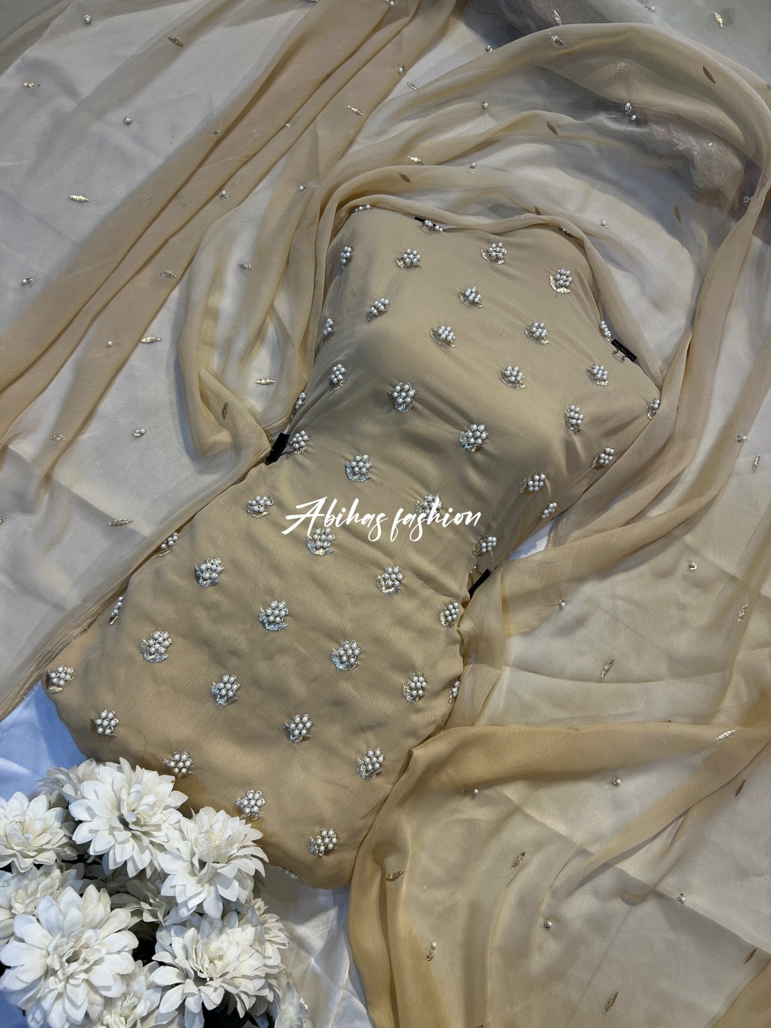 ✨ Eid Collection 2026 – Premium 3-Piece Soft Chiffon Dress ✨(skin) - Abihas Fashion