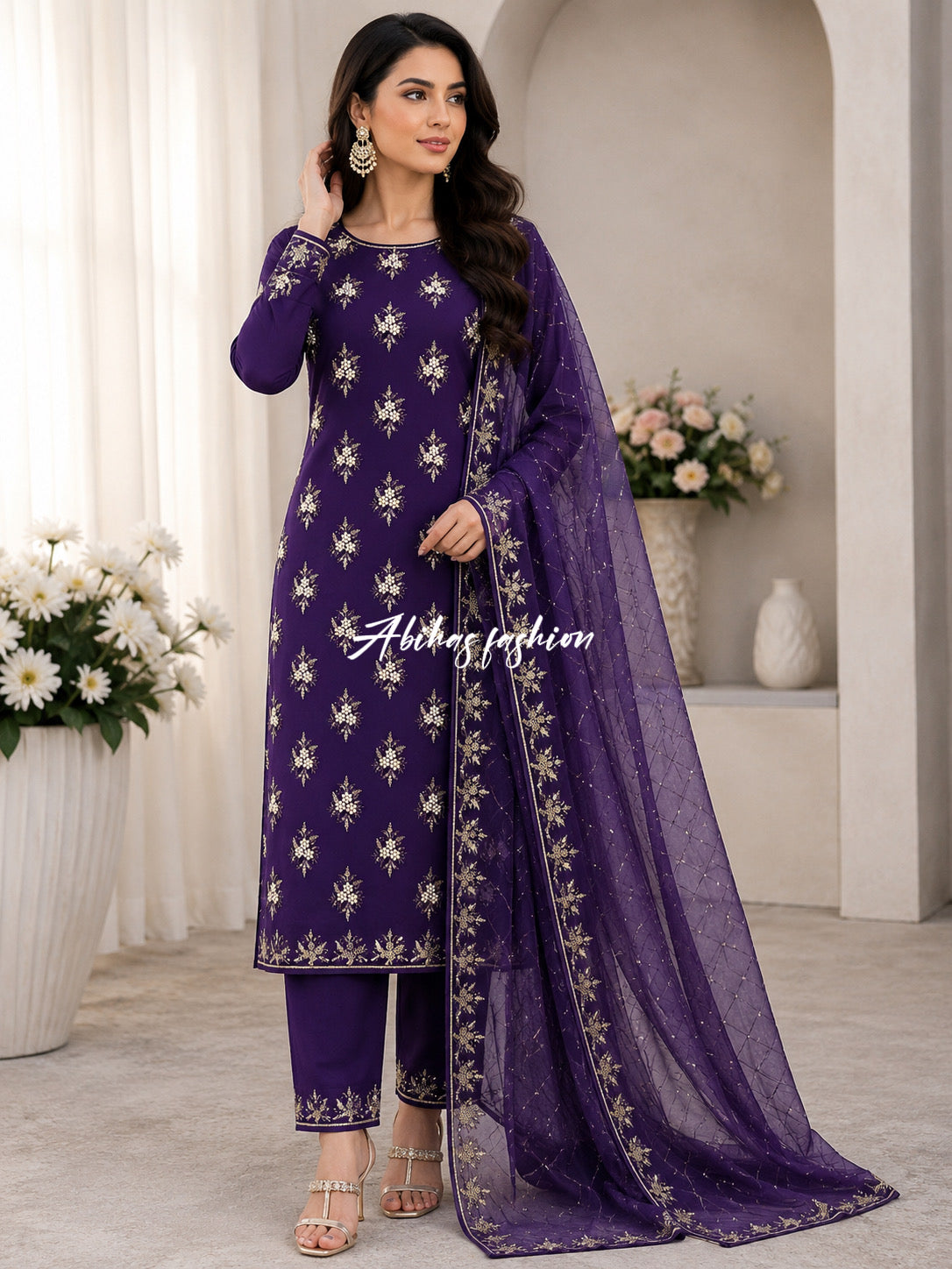 💫 Soft Chiffon Beauty – Fine Pules Embroidery | 3PC (JAMNI)