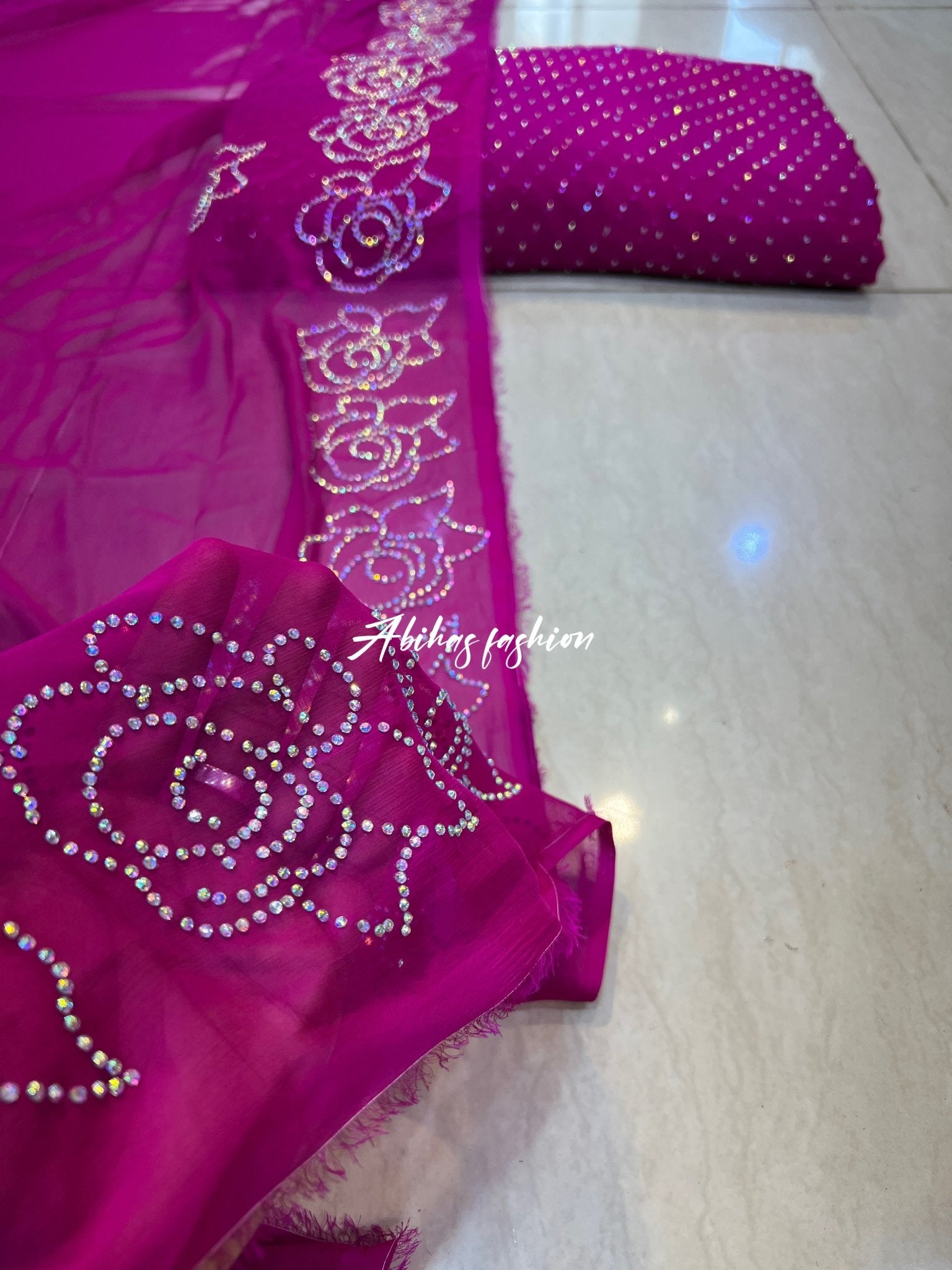 Pure Bember Chiffon 3 Piece (MARGENDA) - Abihas Fashion