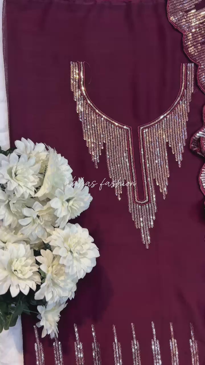 ✨ 3PC Gala & Daman Embroidery ✨ (MEHRON)