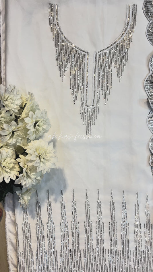 ✨ 3PC Gala & Daman Embroidery ✨ (PURE WHITE)